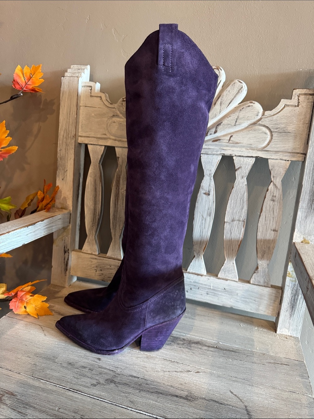 Vince Camuto Purple Suede Italian Leather Over-the-Knee Boots